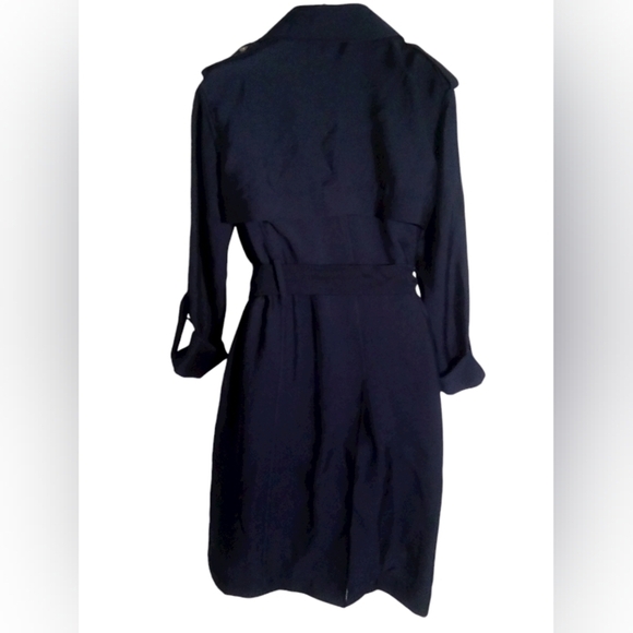 Club Monaco Navy Blue Women's Button Front Belted Pocket Lyocell Nylon Dress XS - Picture 6 of 6